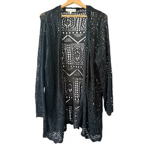 Chelsea & Theodore Black Crochet Cardigan